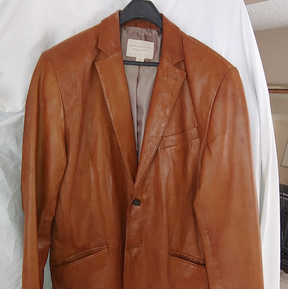 Men's high end leather coat